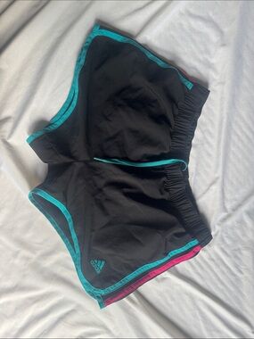 adidas Black Shorts with Teal and Pink Trim
